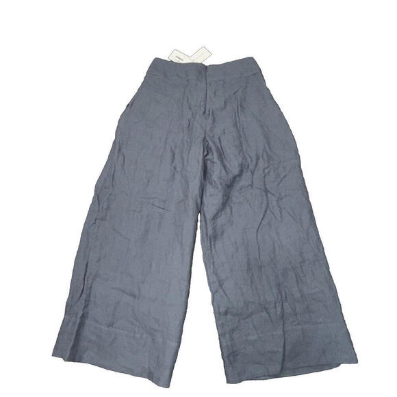 Flannel Brand Lightweight Organic Quiet Luxury Lined Wide Leg Slate Gray Pants 2 - Picture 14 of 15